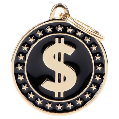 My Family Hundbricka Charms Dollartecken Svart & Guld